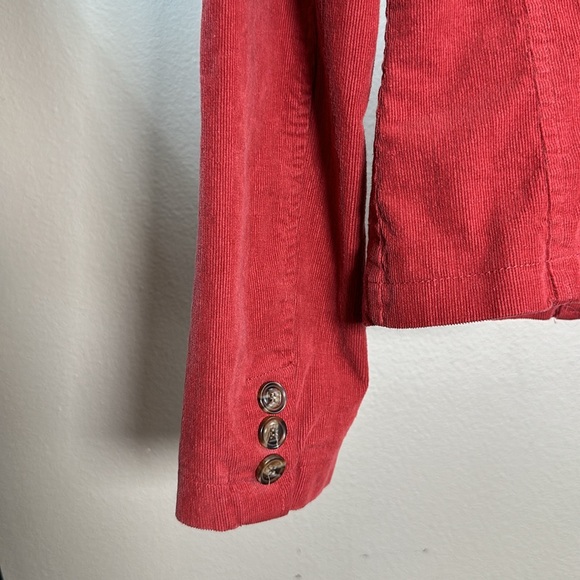Rust Red Corduroy Blazer with Front Button and Buttons on Sleeve | Ambition SZ M - Picture 7 of 7
